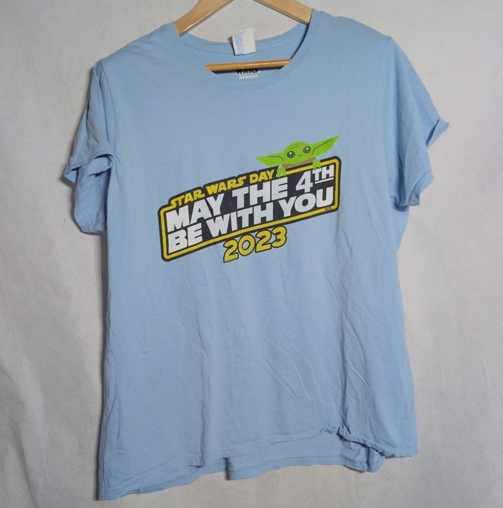 Star Wars Day Baby Yoda Grogu 2023 Light Blue T-Shirt